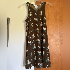 Natural Life Stella Floral Sleeveless Brown Dress, size S
